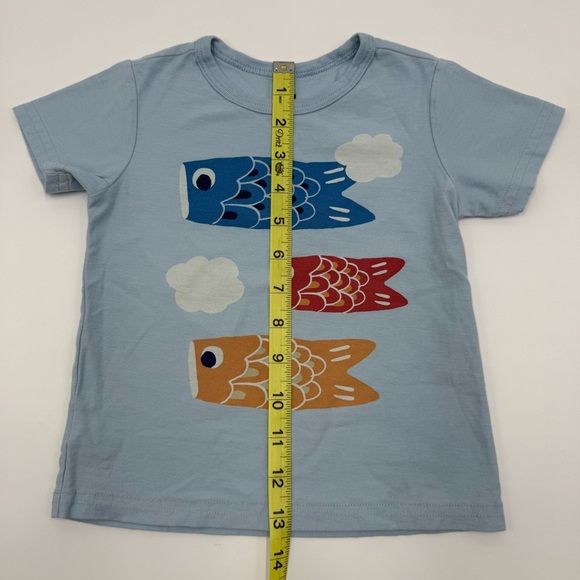 Tea Collection Kids Japanese Fish Flags Graphic Tee 18-24 mo Blue Red Cotton EUC - Picture 8 of 10